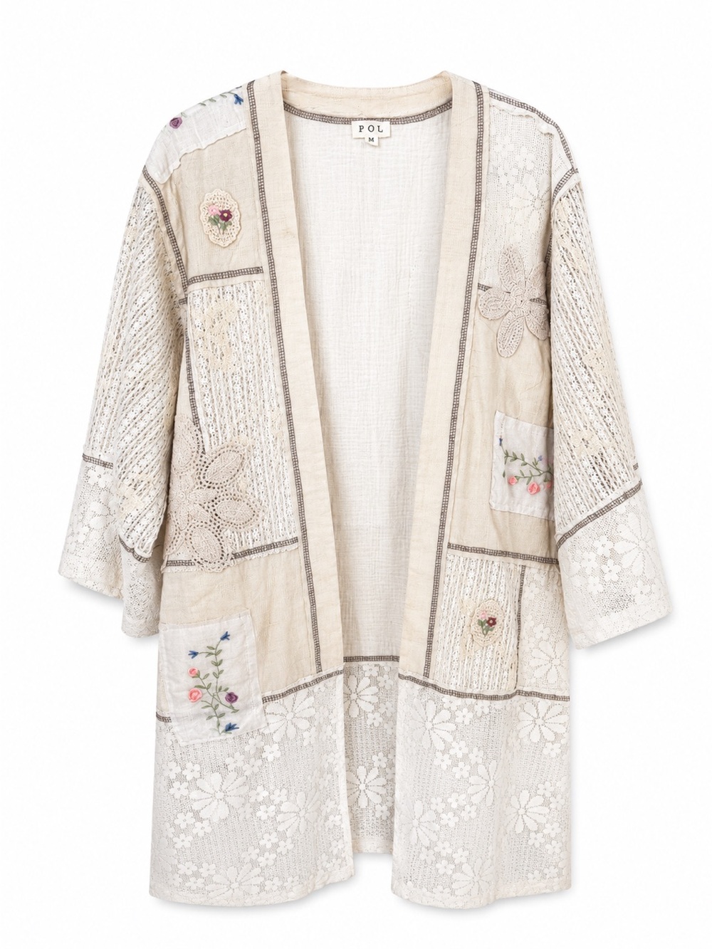 🌺 POL Patchwork Lace Long Cardigan / Duster - Picture 3 of 4